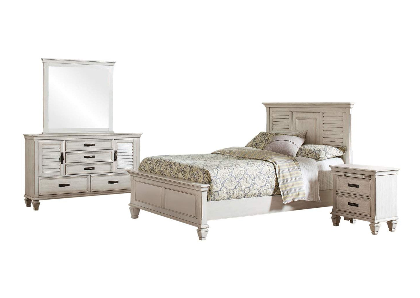 Franco 4-piece Queen Bedroom Set Distressed White