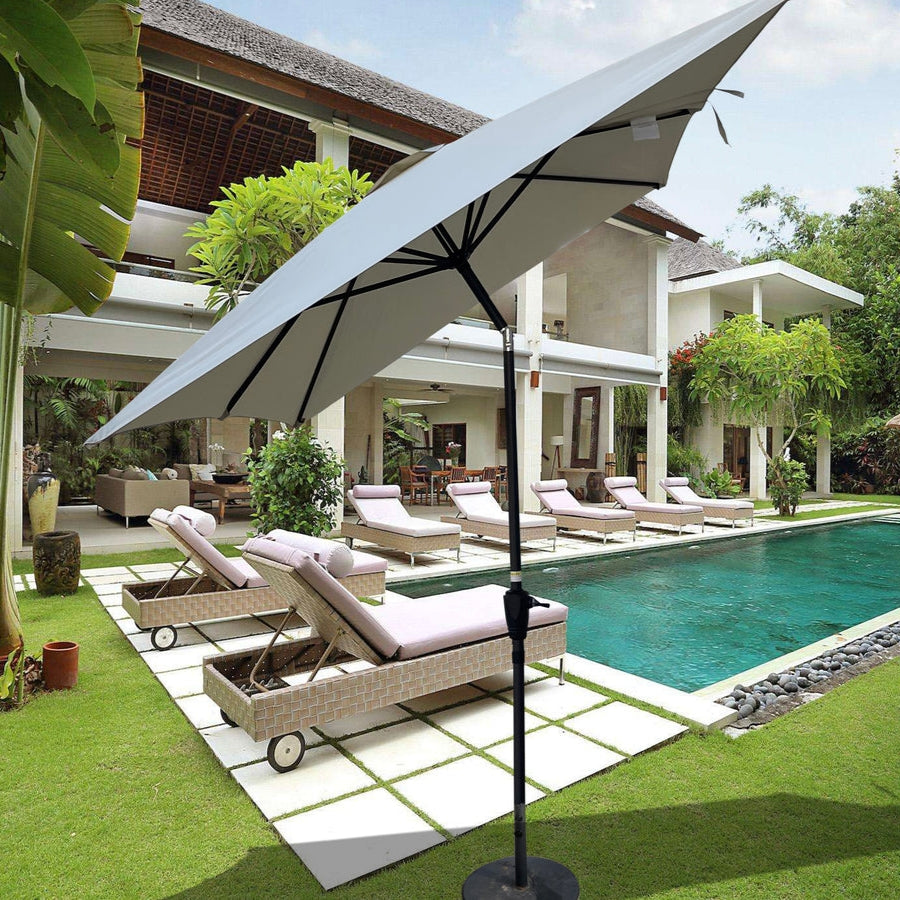 10 x 6.5t Rectangular Patio Solar LED Lighted Outdoor Umbrellas with Crank and Push Button Tilt for Garden Backyard Pool