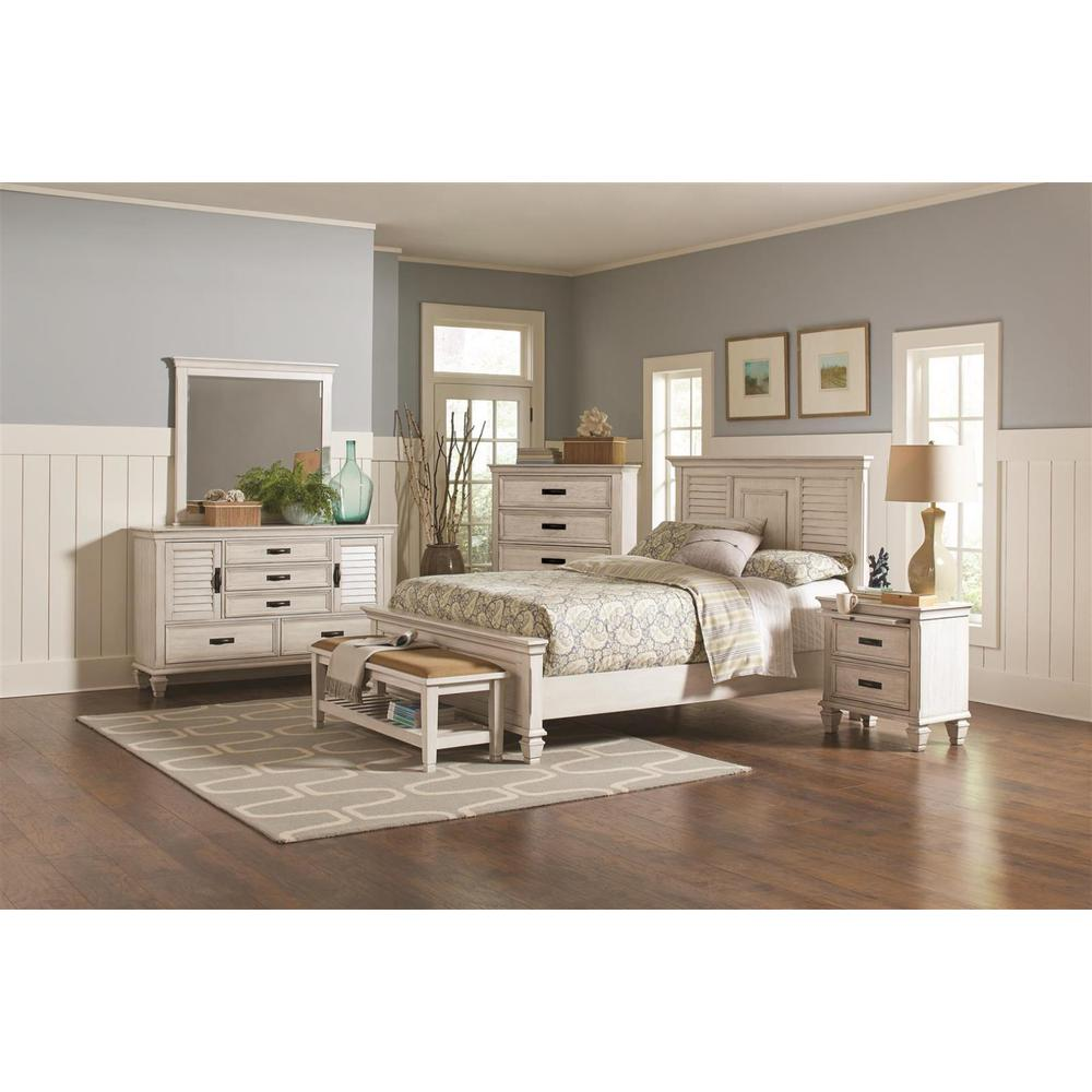 Franco 4-piece Queen Bedroom Set Distressed White
