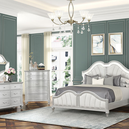 Evangeline 5-piece Eastern King Bedroom Set Silver Oak