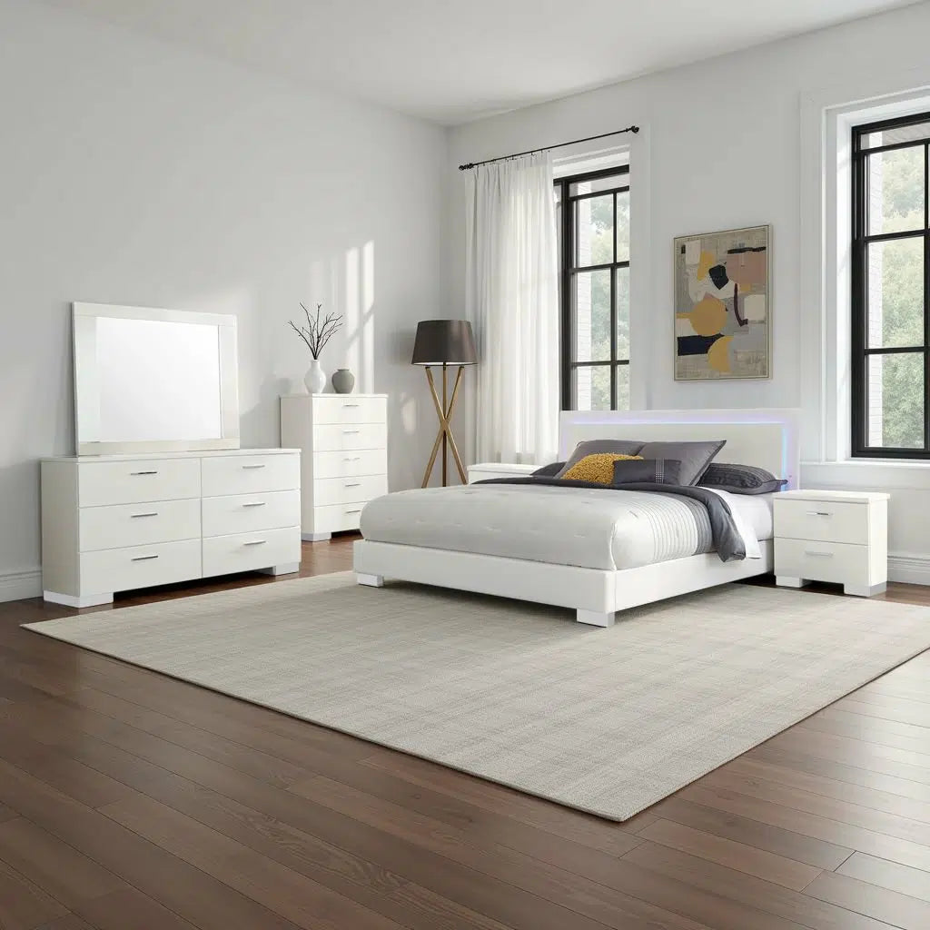 Felicity 4-piece Queen Bedroom Set White High Gloss